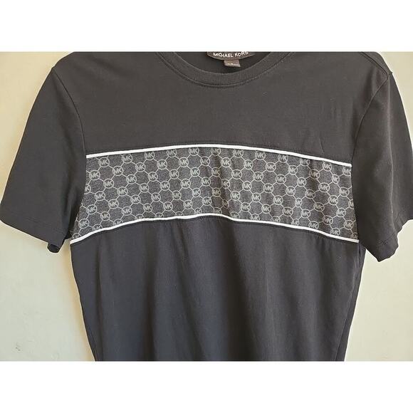 Michael Kors Mens Cotton Blend MK Logo Crew Neck T Shirt Black Small - Picture 3 of 7
